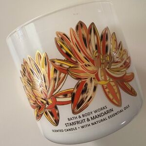 Bath & Body Works Starfruit & Mandarin 3 Wick Candle with Floral Design